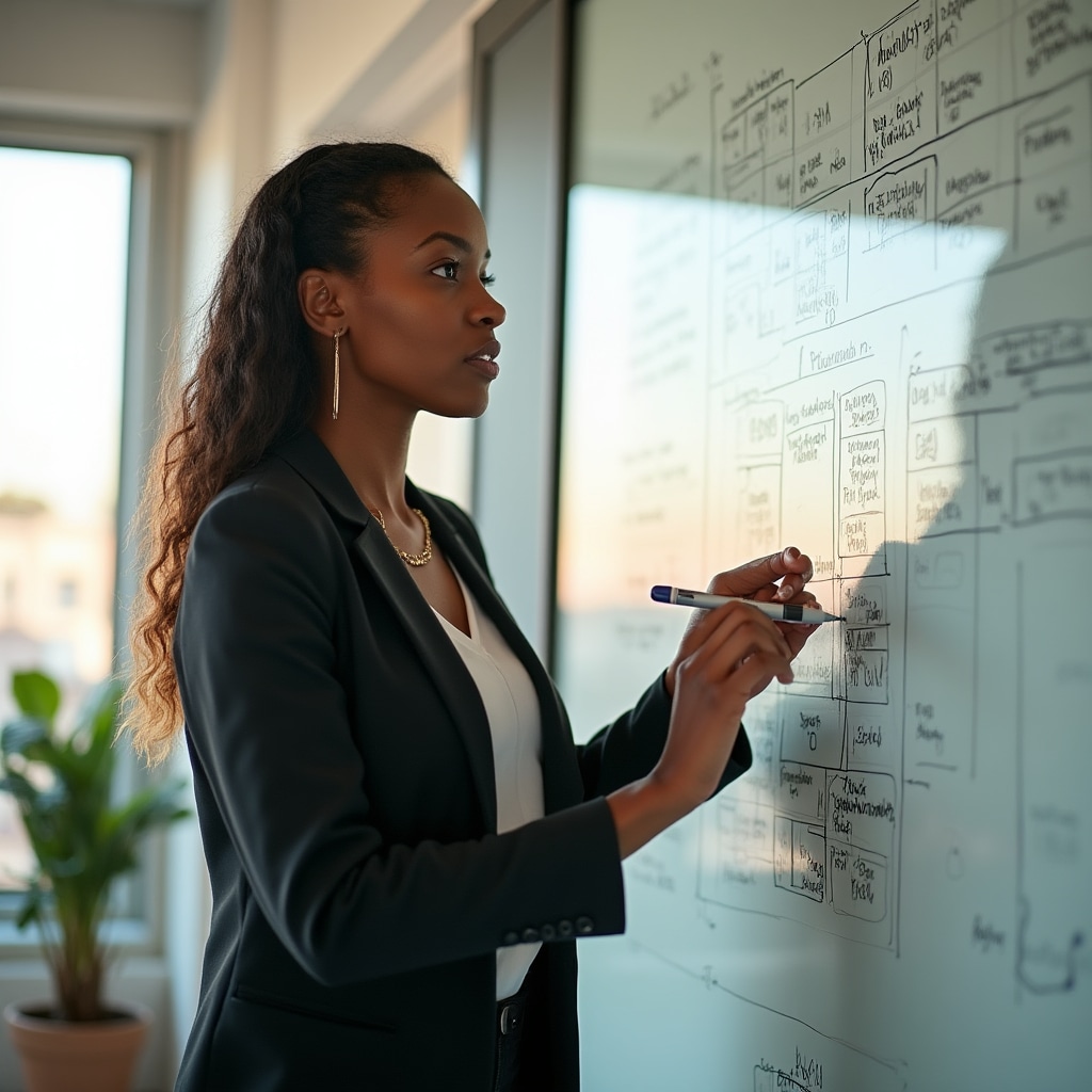 Property market researcher analyzing sectional title scheme documentation